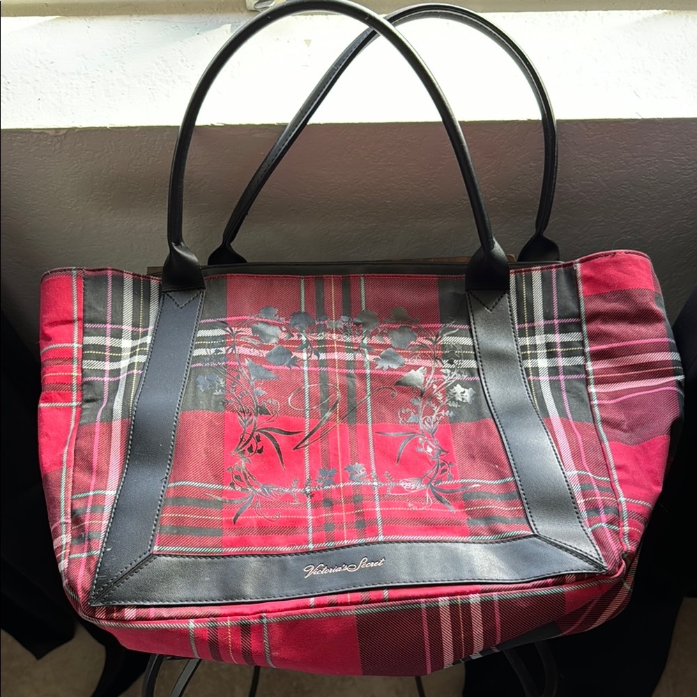 Victoria's Secret Red Plaid Tote Bag